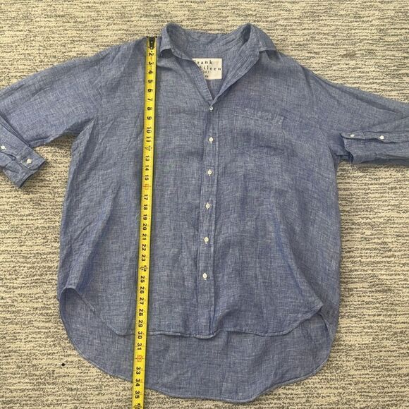New Frank & Eileen MacKenzie One Size Shirt in Famous Blue Lived-In Linen - Picture 8 of 13
